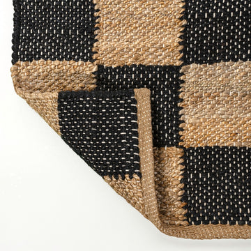 Theo Modern Farmhouse Woven Jute Checkerboard Area Rug